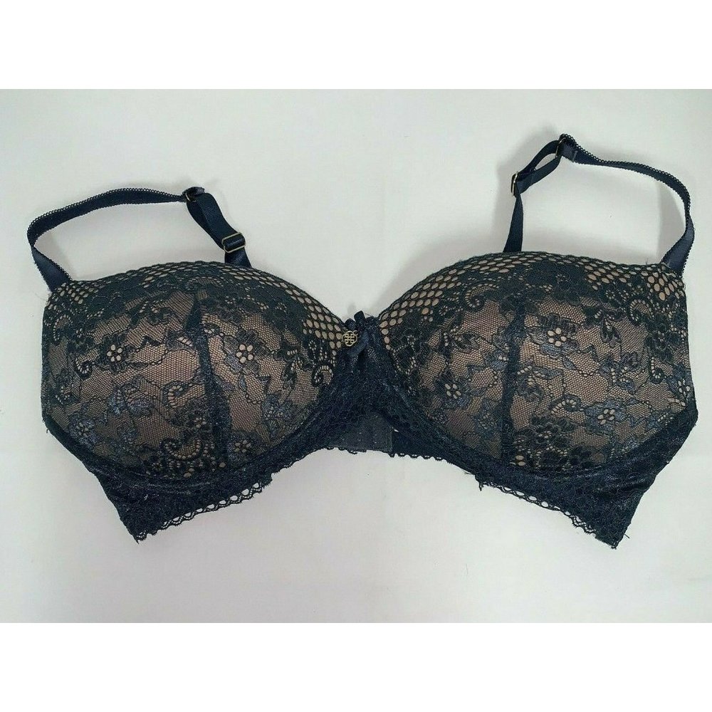 Daisy Fuentes Womens Lace Padded Bra Size 40D  Blue Nude 3 Hook